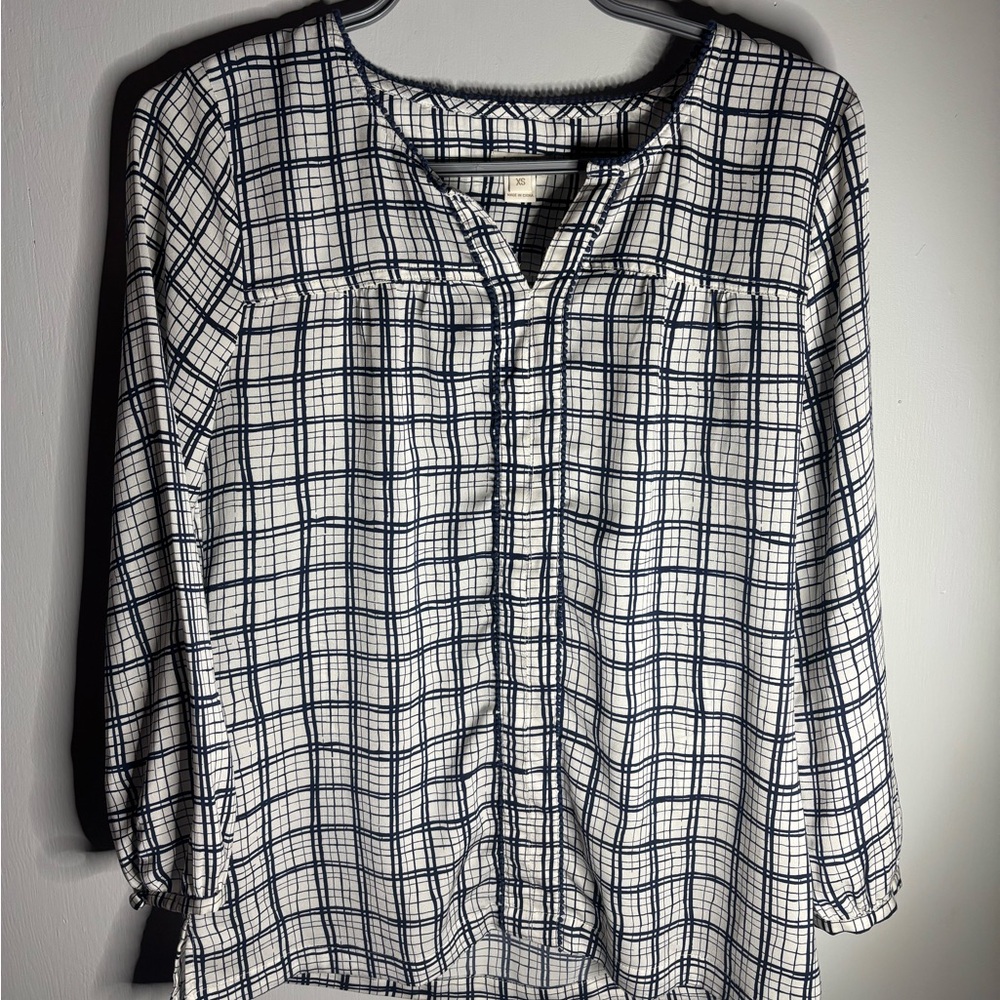 Women's J Crew Blue Plaid Top on trend for Spring